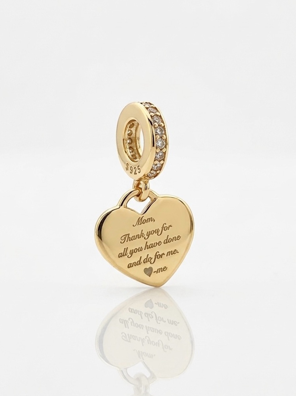 Personalized Yellow Gold Heart Dangle Charm